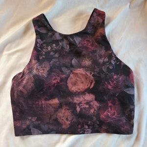 Athleta Conscious Crop Antoinette dark floral sports bra